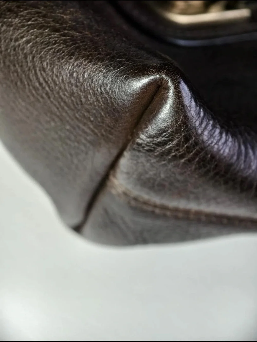 Mulberry Dark Brown Leather Messenger Bag with Brass Hardware